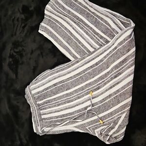 Ellen Tracy Black and White Linen Blend Pants Sz L